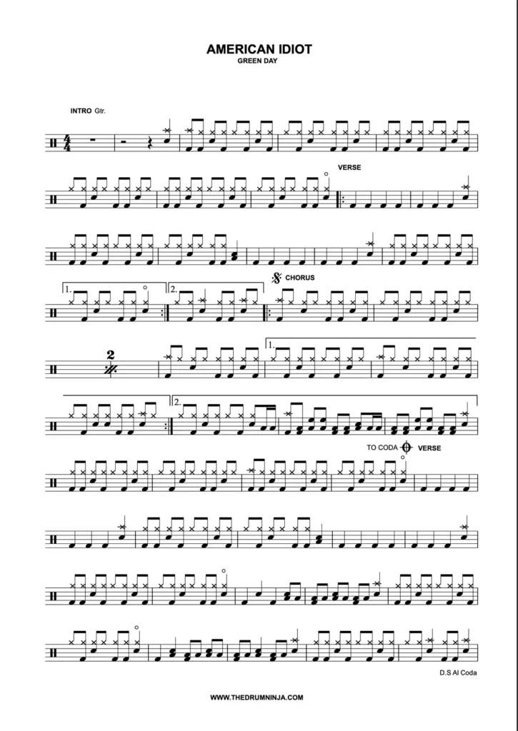 american idiot drum transcription