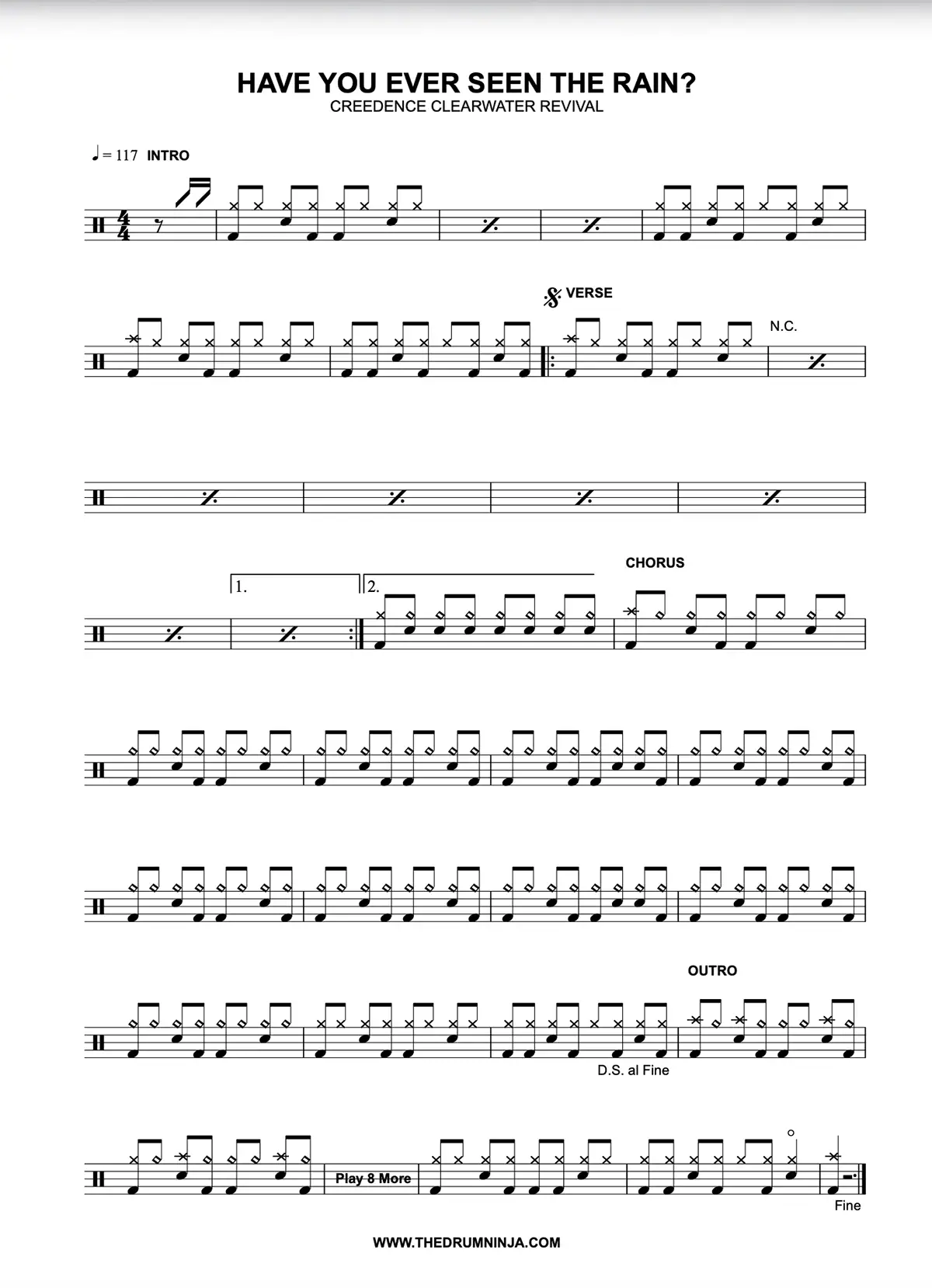 Have you Ever Seen The rain Drum Transcription