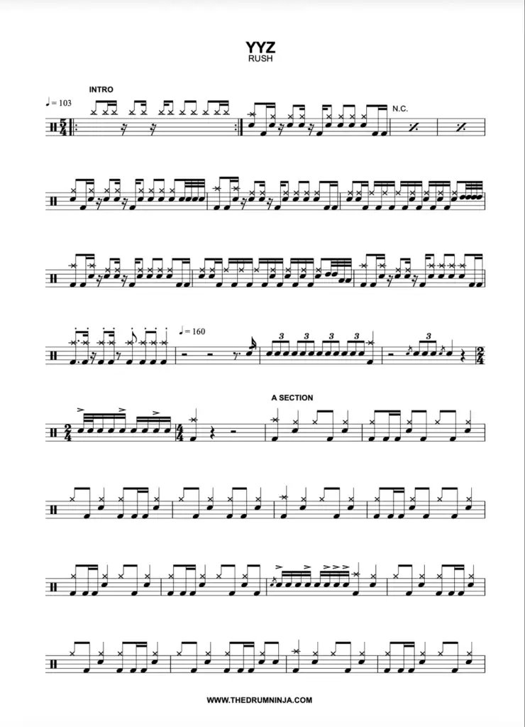 YYZ Drum Transcription
